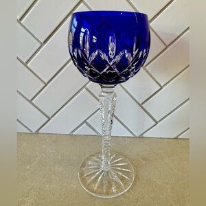 Ajka Arabella Vintage Collectible Cobalt Blue  cut-to-clear crystal Wine Glass